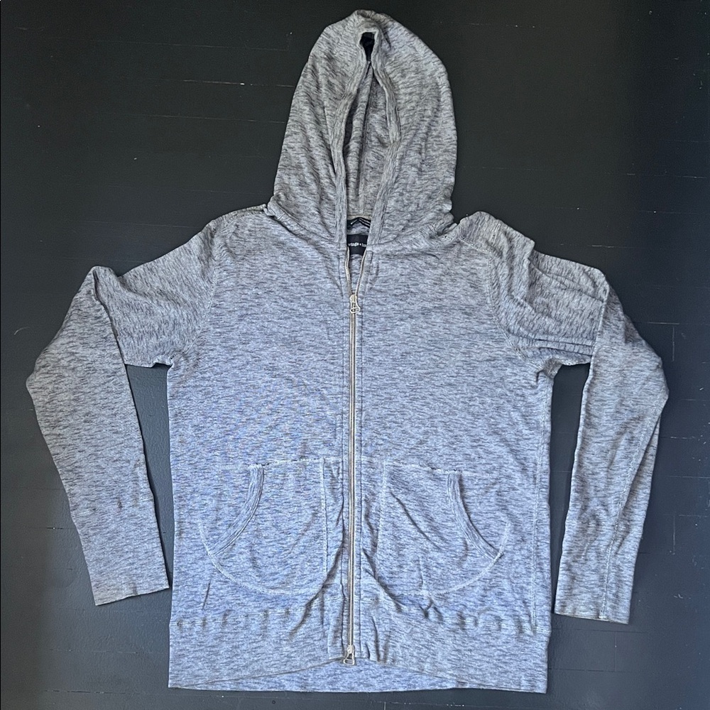 Wings + Horns Men's Lightweight Gray Zip-Up Hoodie Sweater